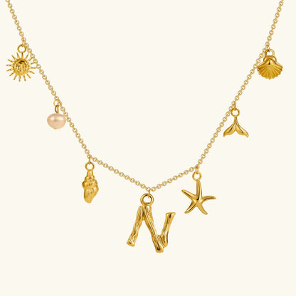 [GALE]Avaria Ocean Initial Necklace