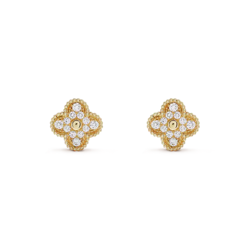 [GALE]CLOVER MEDIUM 1 MOTIFS VOL DIAMOND EARRINGS