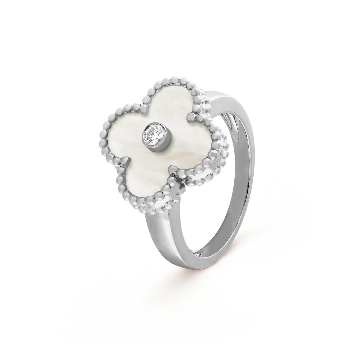 [GALE]CLOVER SILBER-PERLMUTT-DIAMANTRING