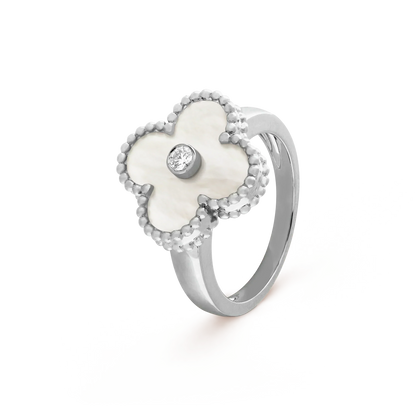 [GALE]CLOVER SILBER-PERLMUTT-DIAMANTRING