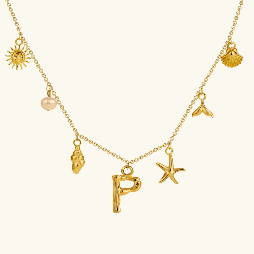 [GALE]Avaria Ocean Initial Necklace