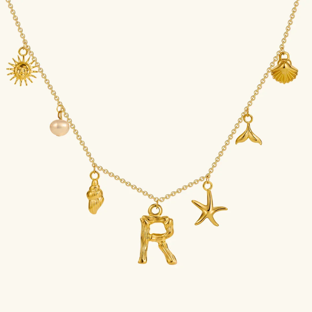 [GALE]Avaria Ocean Initial Necklace