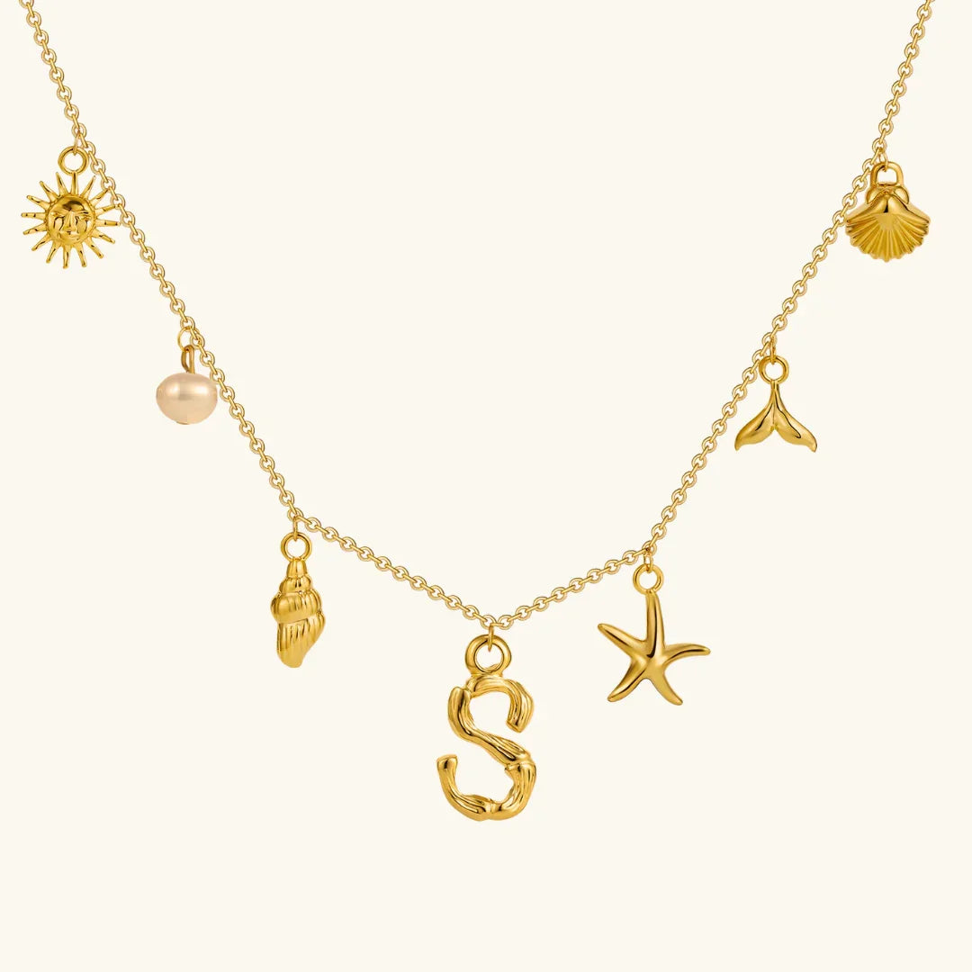 [GALE]Avaria Ocean Initial Necklace