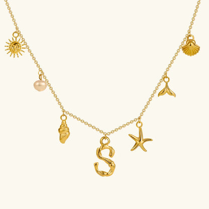 [GALE]Avaria Ocean Initial Necklace