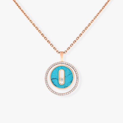 [GALE]LUCKY MOVE 1 DIAMOND TURQUOISE PINK GOLD DIAMOND NECKLACE