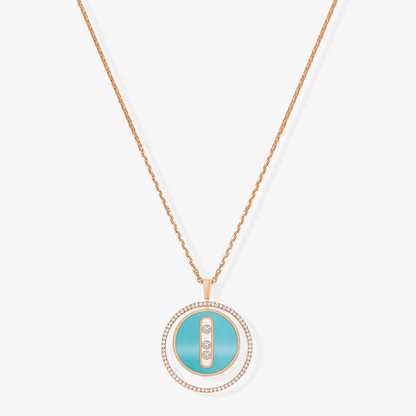 [GALE]LUCKY MOVE 3 DIAMONDS TURQUOISE PINK GOLD DIAMOND NECKLACE