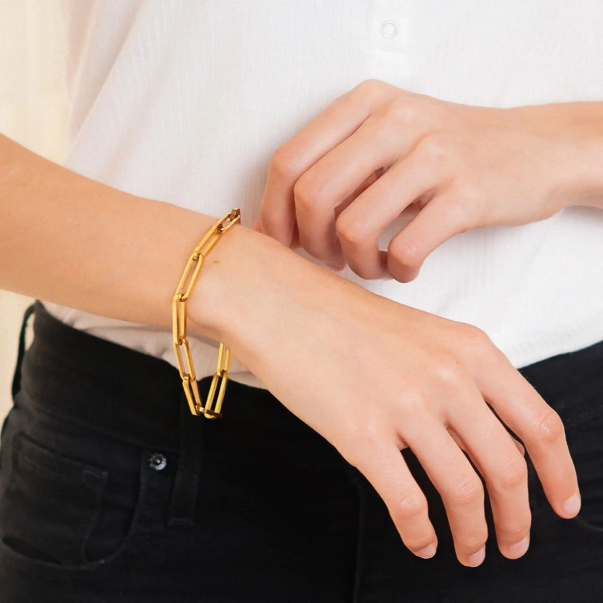 [GALE]Asta Gold Paperclip Chain Bracelet