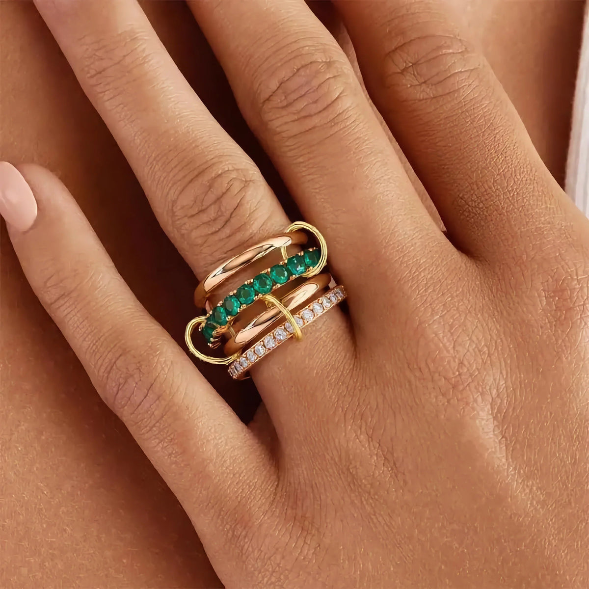 [GALE]Imani Stacked Diamond Ring