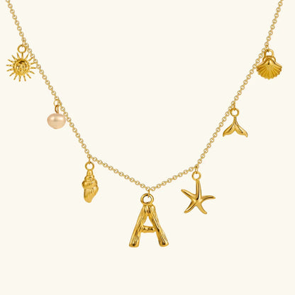 [GALE]Avaria Ocean Initial Necklace