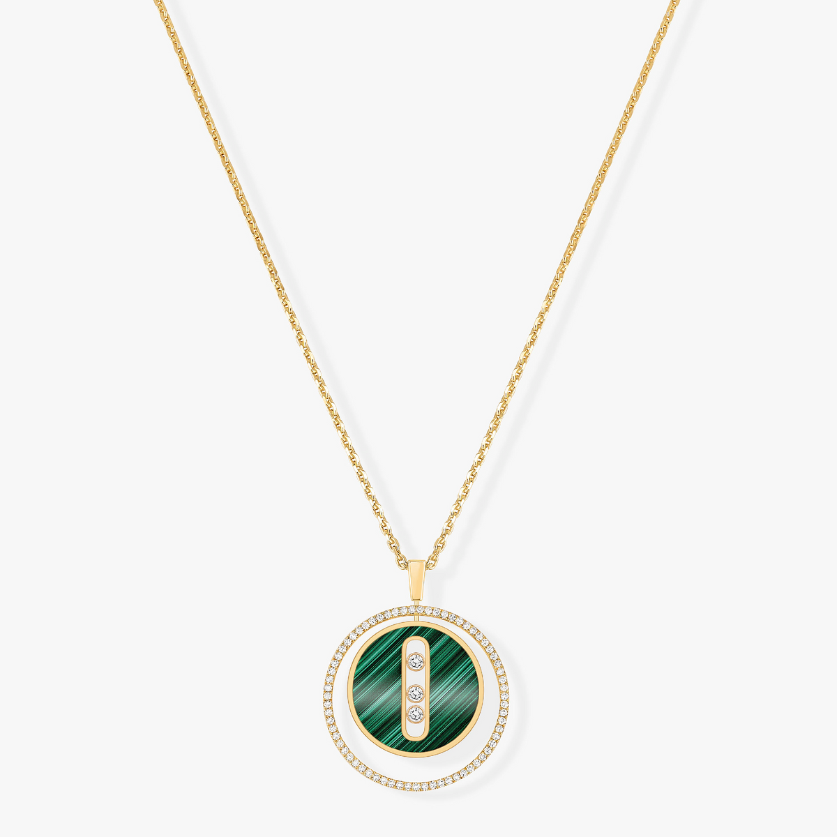 [GALE]LUCKY MOVE 3 DIAMOND MALACHITE GOLD DIAMOND NECKLACE