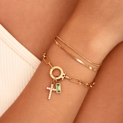 [GALE]Annabella Birthstone Cross Bracelet