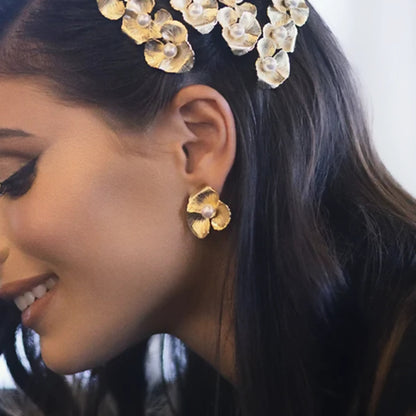 [GALE]Klara Floral Pearl Earrings