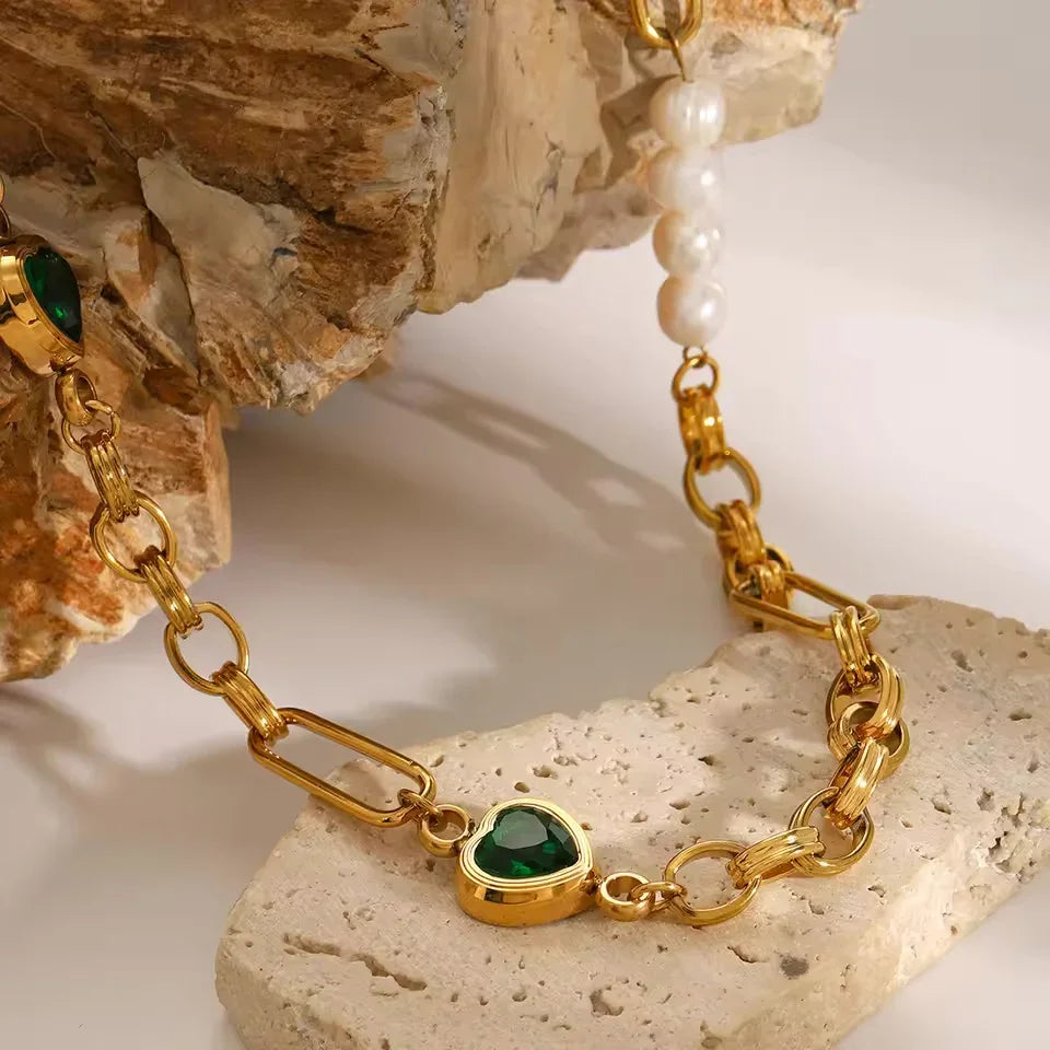 [GALE]Melanie Emerald Pearl Bracelet