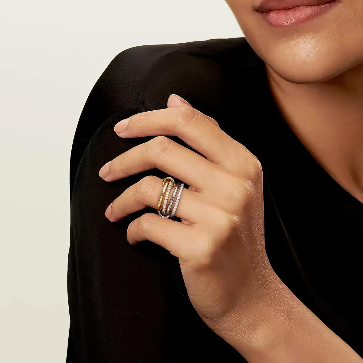 [GALE]Ivy Stacked Diamond Ring