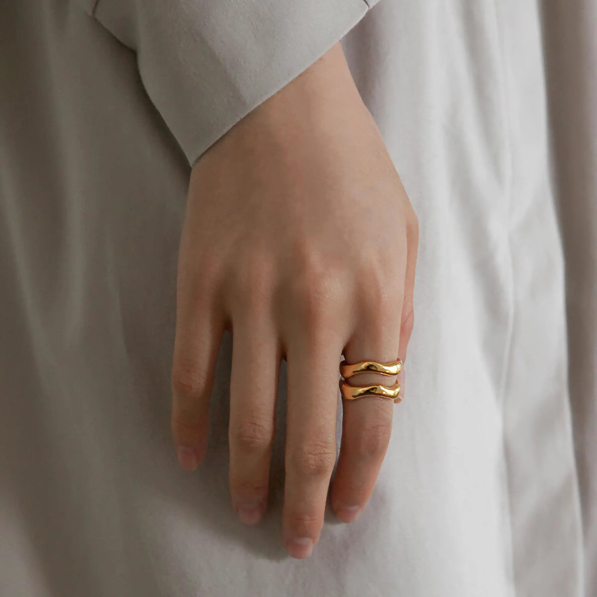 [GALE]Lunaria Gold Wave Ring