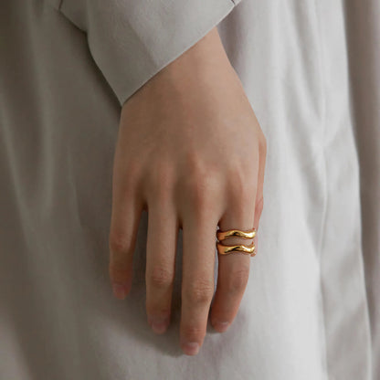 [GALE]Lunaria Gold Wave Ring