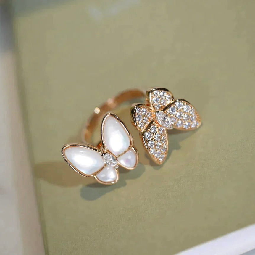 [GALE]TWIN BUTTERFLY DIAMOND MOP RING