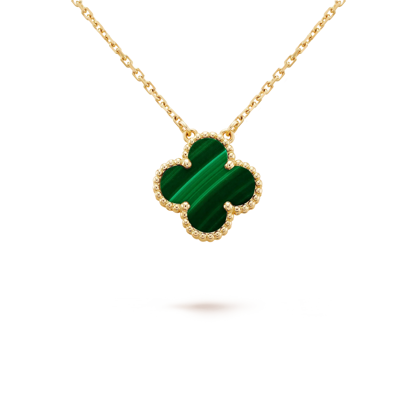[GALE]CLOVER 15MM MALACHIT EINZELNE BLÜTEN-HALSKETTE