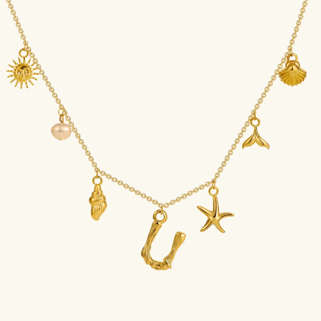 [GALE]Avaria Ocean Initial Necklace