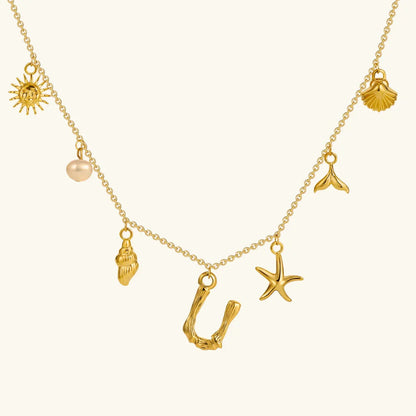 [GALE]Avaria Ocean Initial Necklace