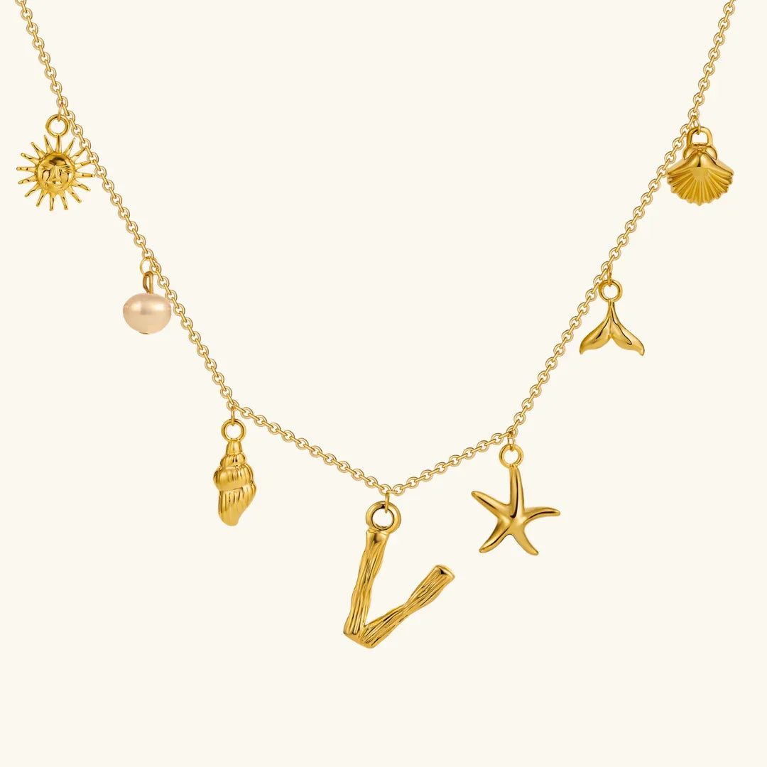 [GALE]Avaria Ocean Initial Necklace