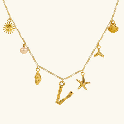 [GALE]Avaria Ocean Initial Necklace