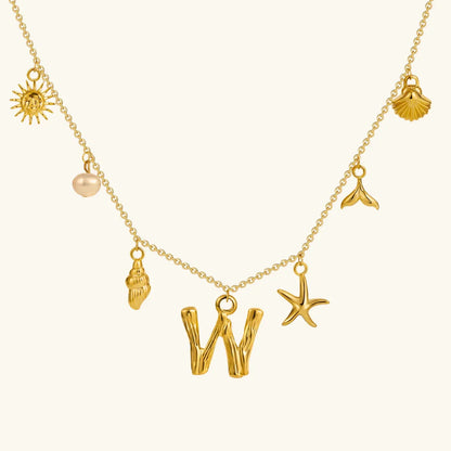 [GALE]Avaria Ocean Initial Necklace