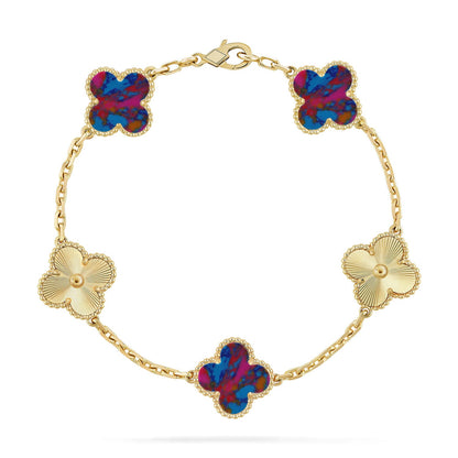 [GALE]CLOVER 5 MOTIF COLOR GEMSTONES BRACELET COLLECTION