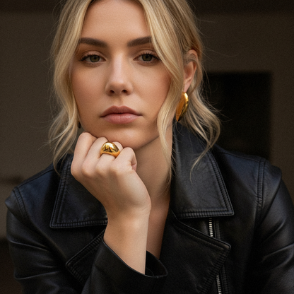 [GALE]Aimee Chunky Heart Gold Earrings