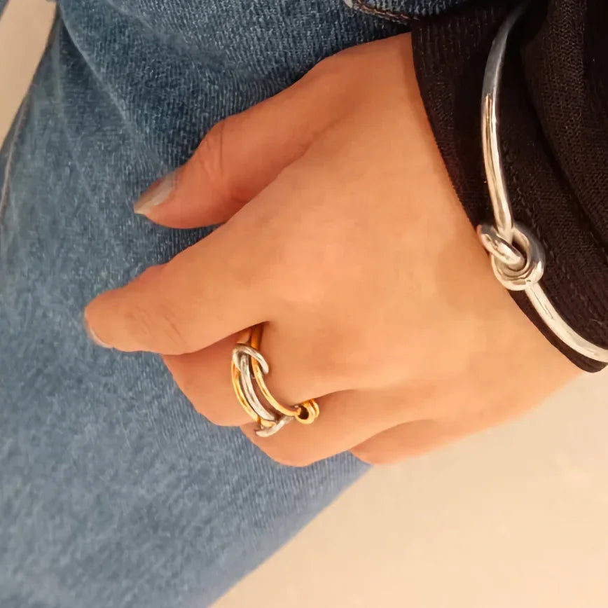 [GALE]Jessica Two-Tone Ring Stack
