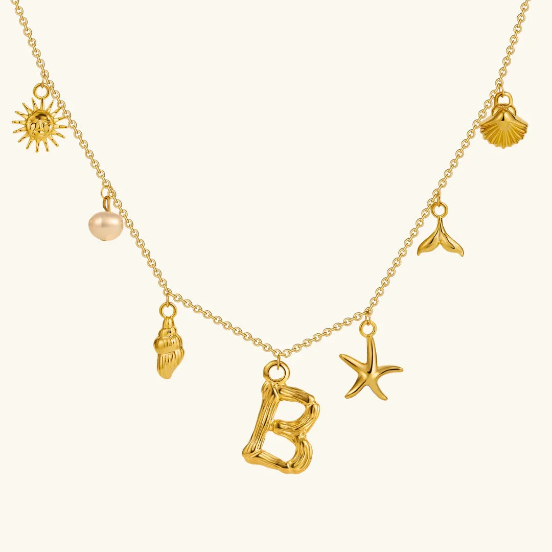 [GALE]Avaria Ocean Initial Necklace