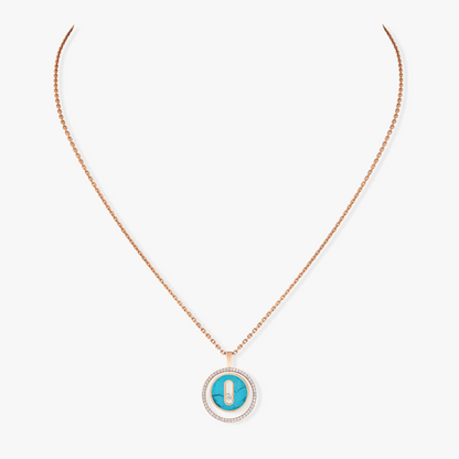 [GALE]LUCKY MOVE 1 DIAMOND TURQUOISE PINK GOLD DIAMOND NECKLACE