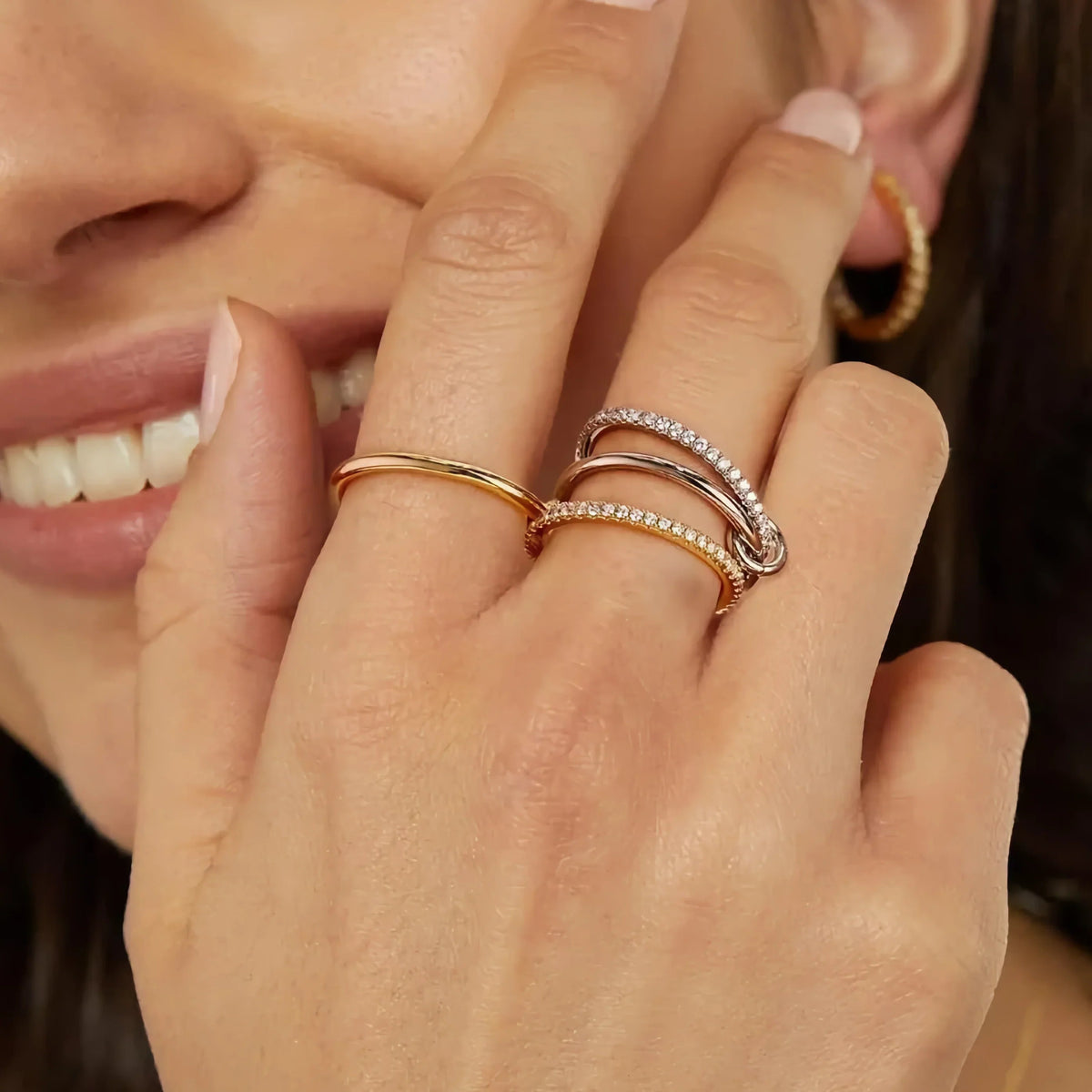 [GALE]Ivy Stacked Diamond Ring