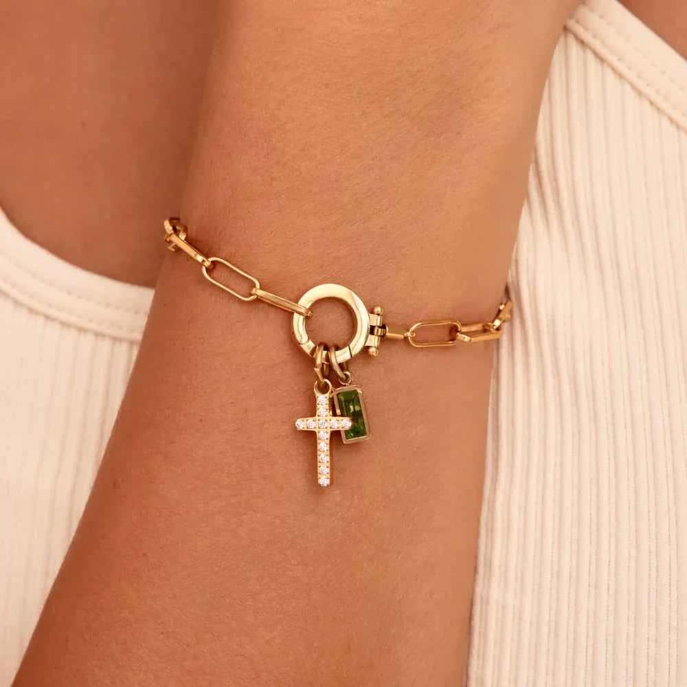 [GALE]Annabella Birthstone Cross Bracelet