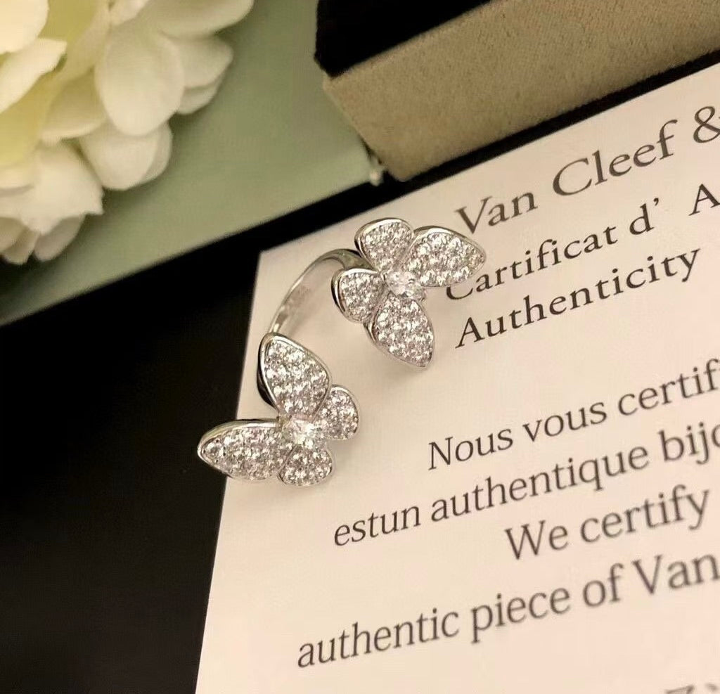 [GALE]TWIN SILVER BUTTERFLY DIAMOND RING