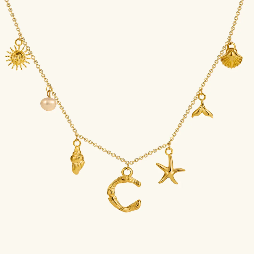[GALE]Avaria Ocean Initial Necklace