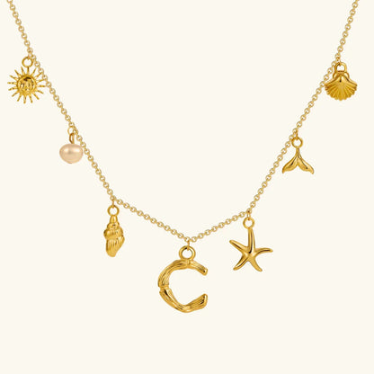 [GALE]Avaria Ocean Initial Necklace
