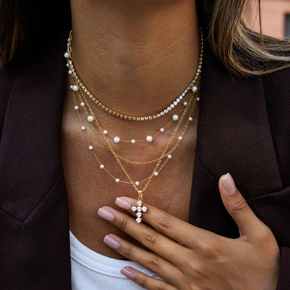 [GALE]Wynter Diamond Cross Necklace