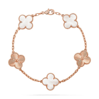 [GALE]CLOVER WHITE PEARL MOP 5 MOTIF BRACELET COLLECTION