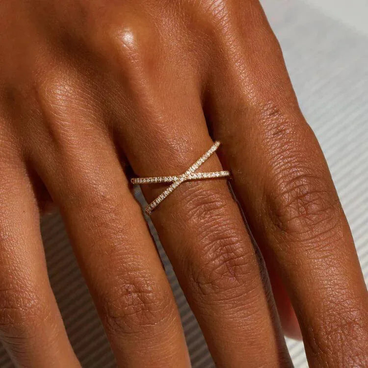 [GALE]Nia Gold Diamond Cross Ring
