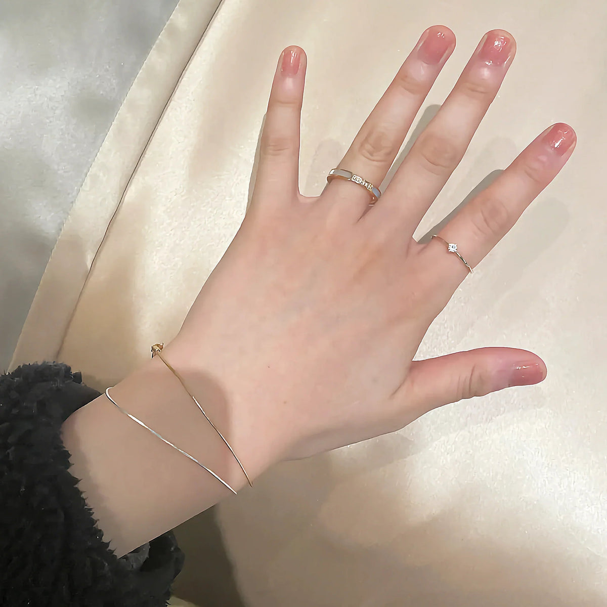 [GALE]Gabrielle Diamond Simulant Gold Ring