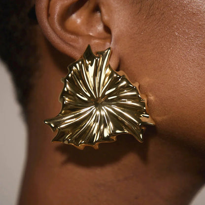 [GALE]Rafaela Sculpted Petal Gold Earrings