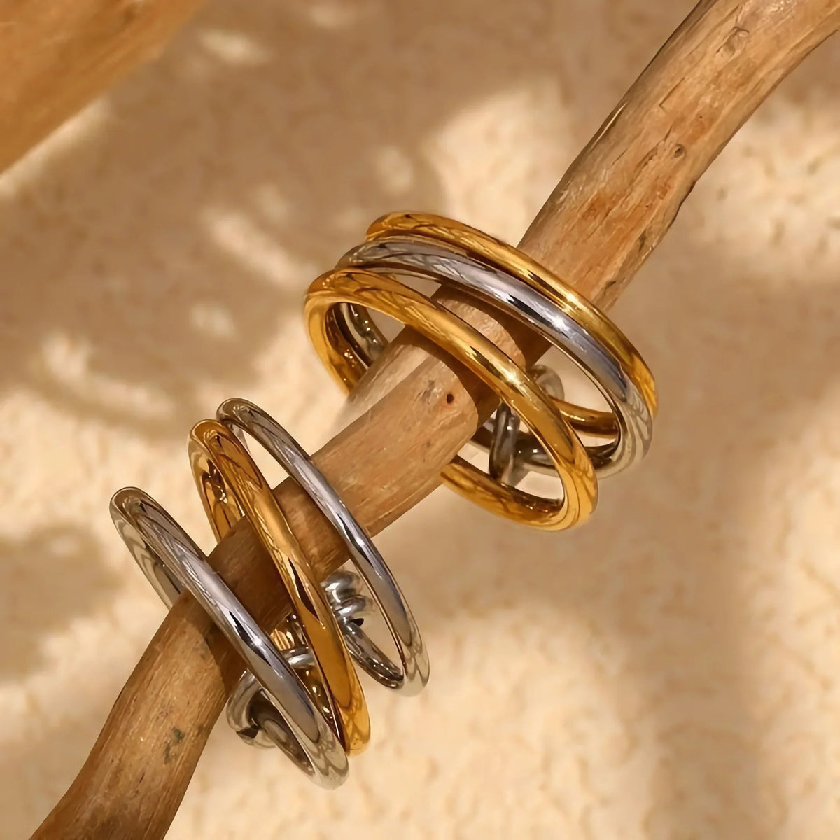 [GALE]Gabriela Two-Tone Ring Stack