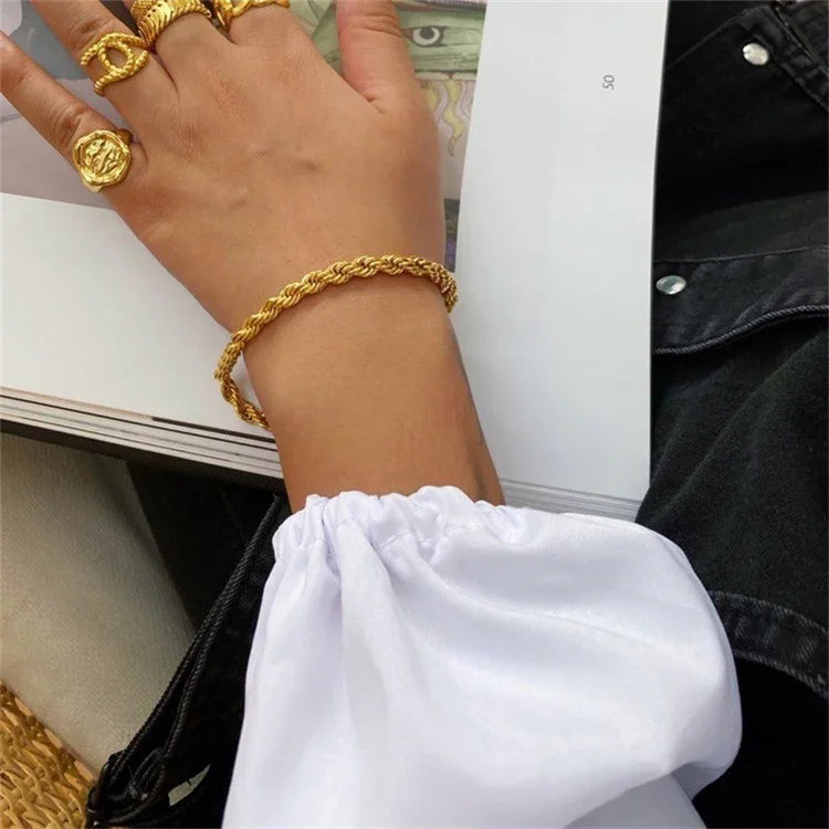 [GALE]Gigi Rope Chain Gold Bracelet