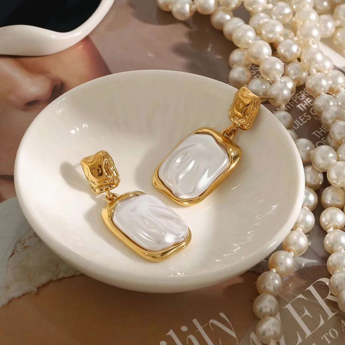 [GALE]Brittany Freshwater Pearl Slate Earrings