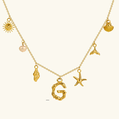 [GALE]Avaria Ocean Initial Necklace