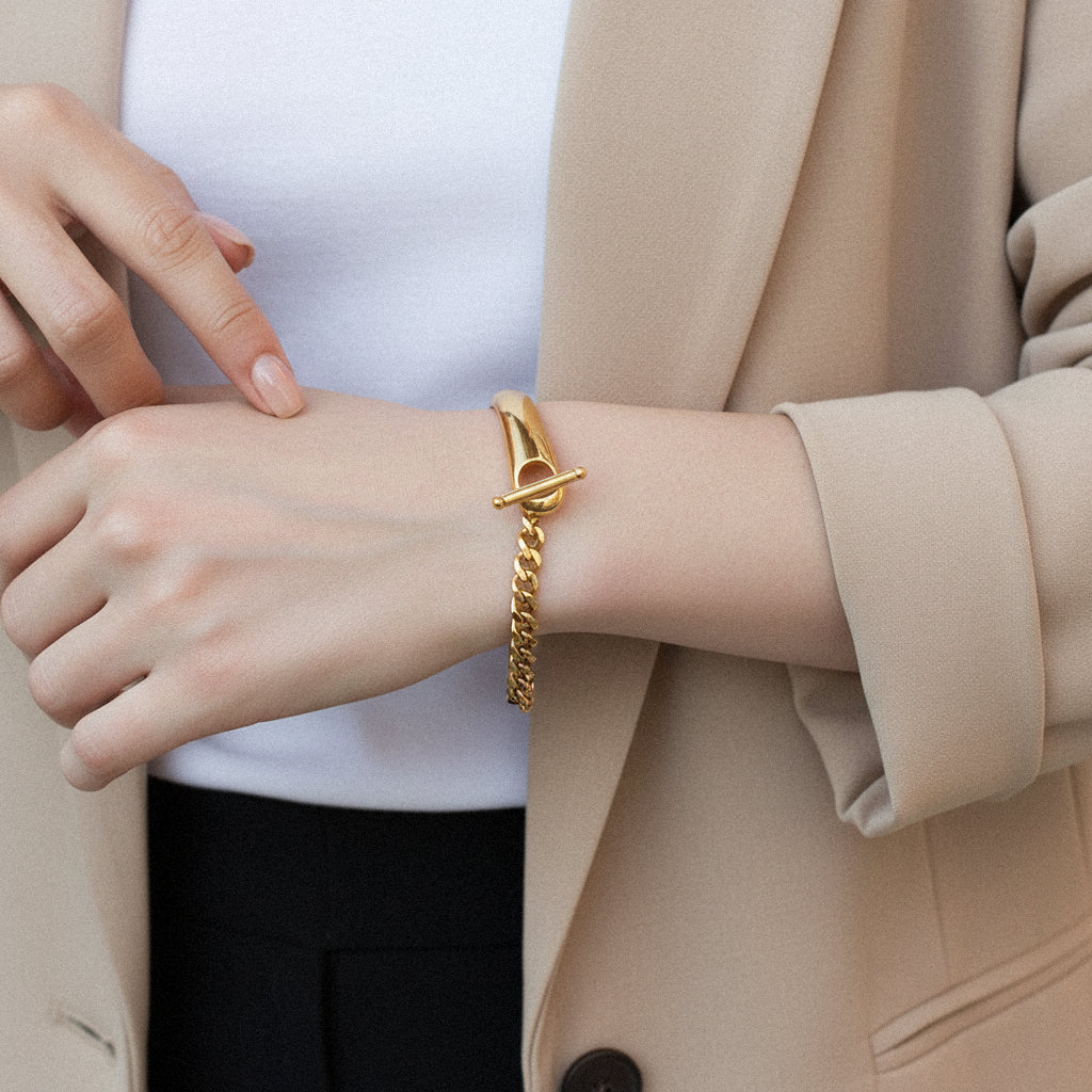 [GALE]Myrna Chained Gold Bangle