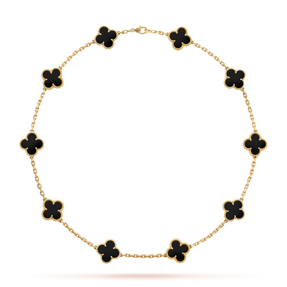 [GALE]CLOVER 10 MOTIFS ONYX HALSKETTE