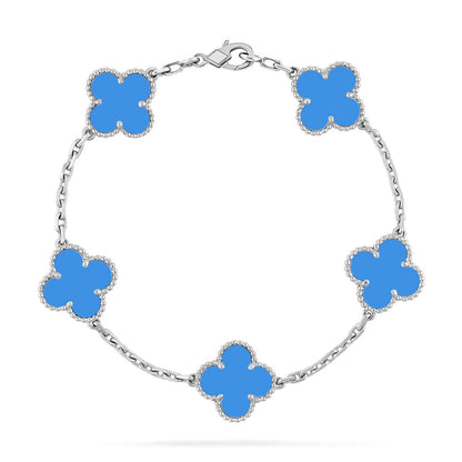 [GALE] CLOVER 5 MOTIF BLUE AGATE BRACELET COLLECTION