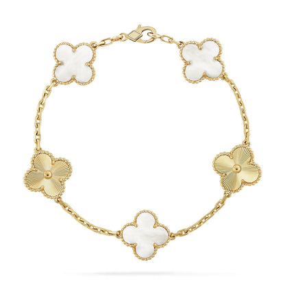 [GALE]CLOVER WHITE PEARL MOP 5 MOTIF BRACELET COLLECTION